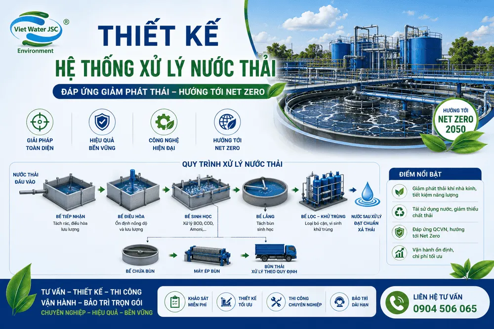 Thiết Kế Hệ Thống Xử Lý Nước Thải Đáp Ứng Giảm Phát Thải