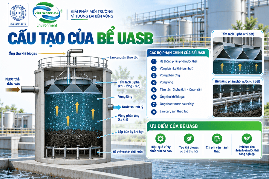 Cấu tạo của bể UASB