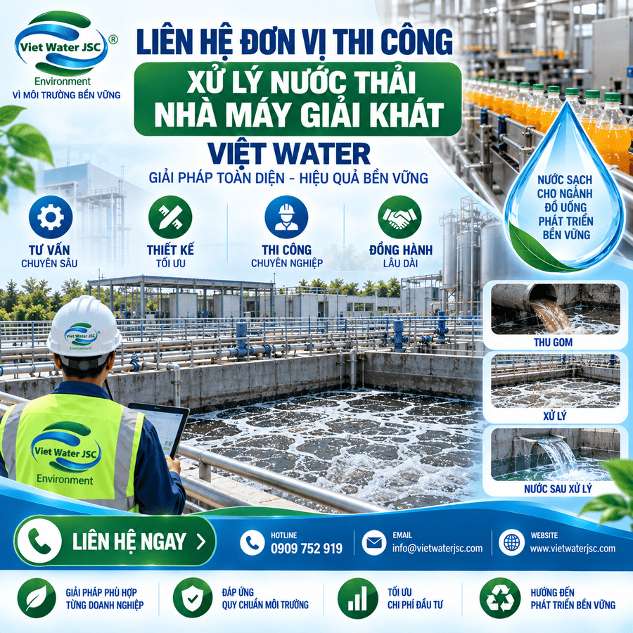thi công hệ thống xử lý nước thải nhà máy giải khát