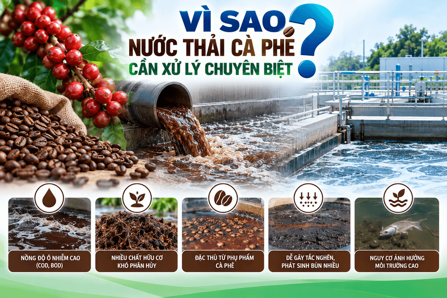 Vì sao nước thải cà phê cần xử lý chuyên biệt
