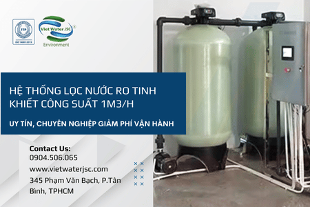 Hệ thống lọc nước RO tinh khiết công suất 1m3/h